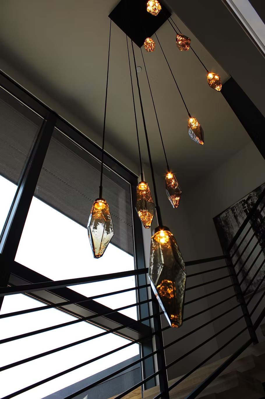Crystal staircase chandelier — JMS Electric luxury custom home project