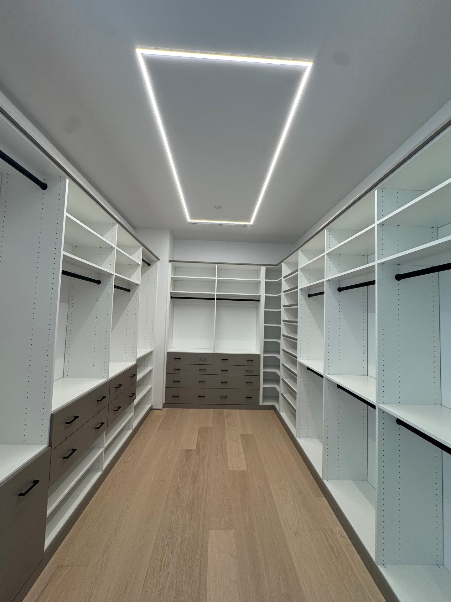 Geometric LED ceiling lighting — JMS Electric luxury custom home project